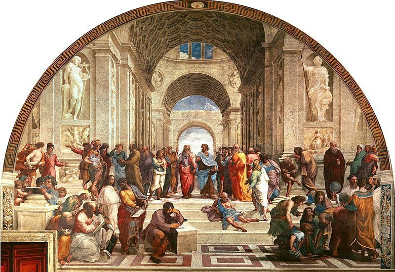 Plato and aristotal in school of athenes
